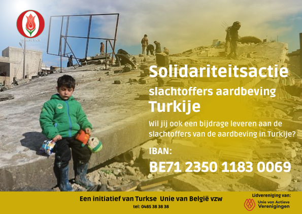 Solidariteitsactie voor de slachtoffers van de aardbeving in Turkije